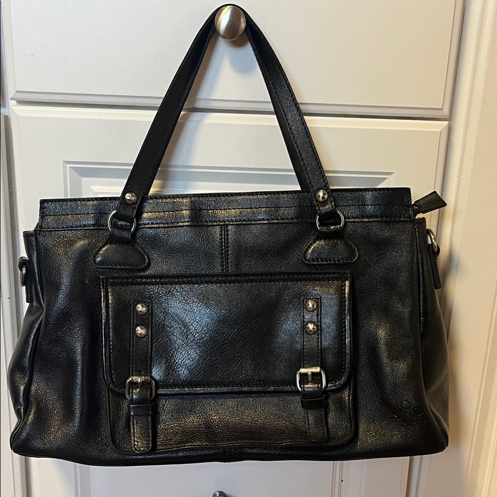 Patricia Nash Black Leather Tote Bag